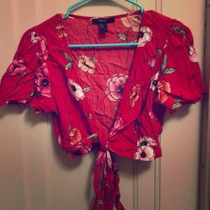 Cropped short sleeve blouse